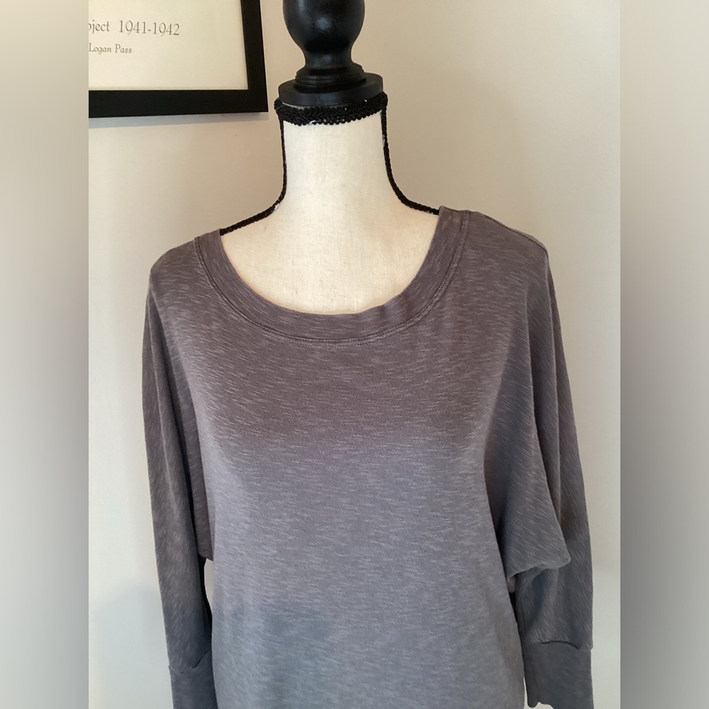 Cynthia Rowley womens gray cotton modal blend dolman sleeve shirt, Medium